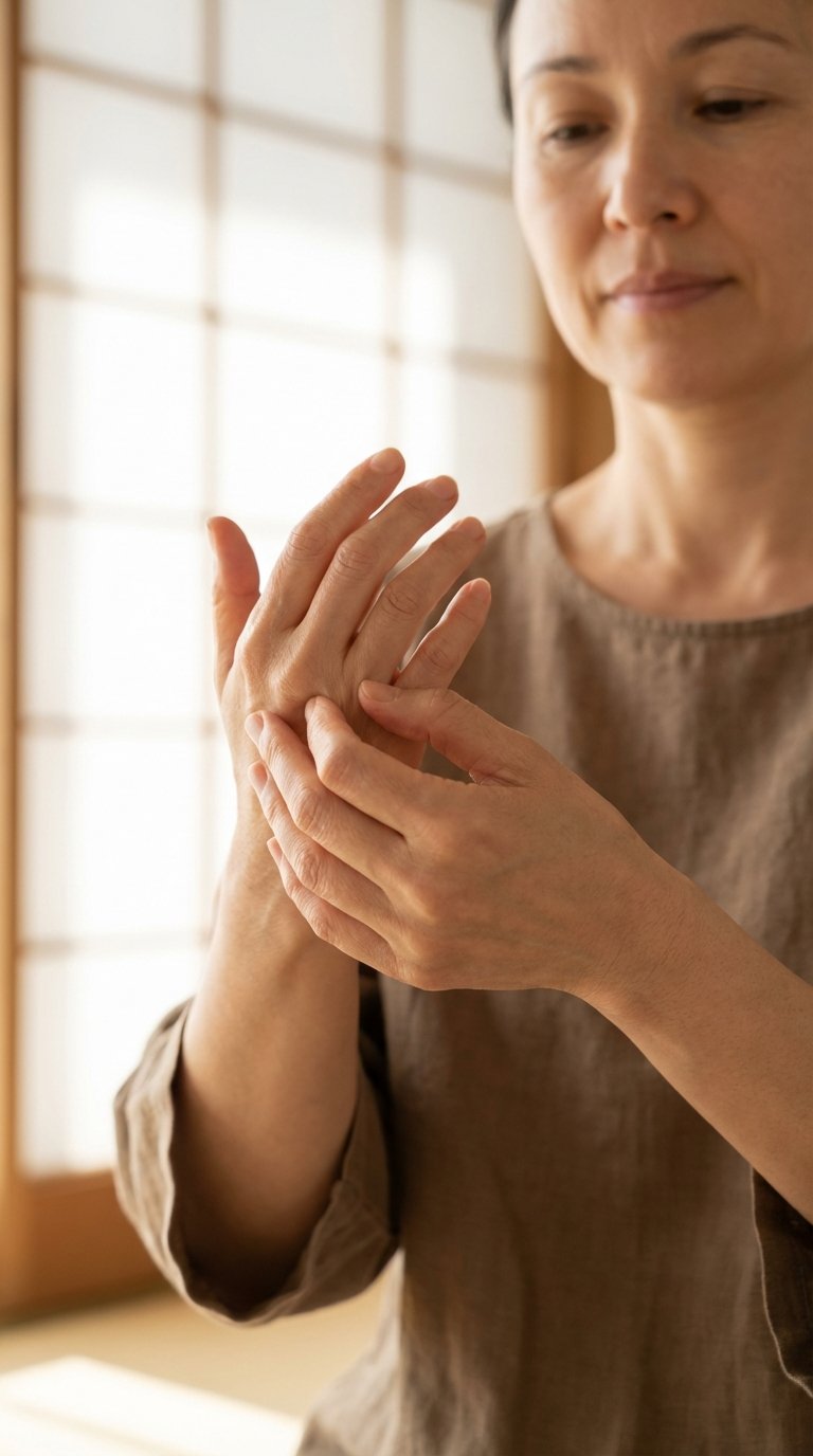 Profesional utilizando el ritual en las manos